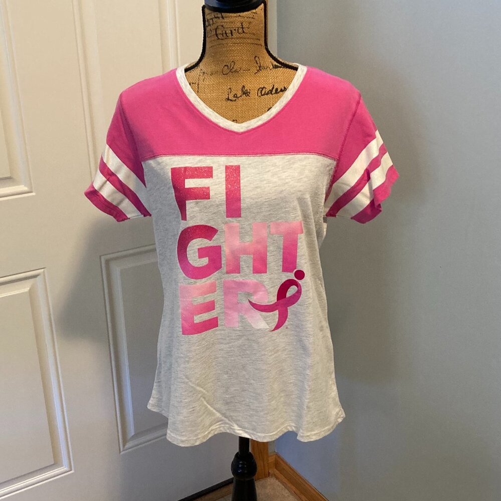 Fighter T Shirt Pink Ribbon Susan G Komen EUC